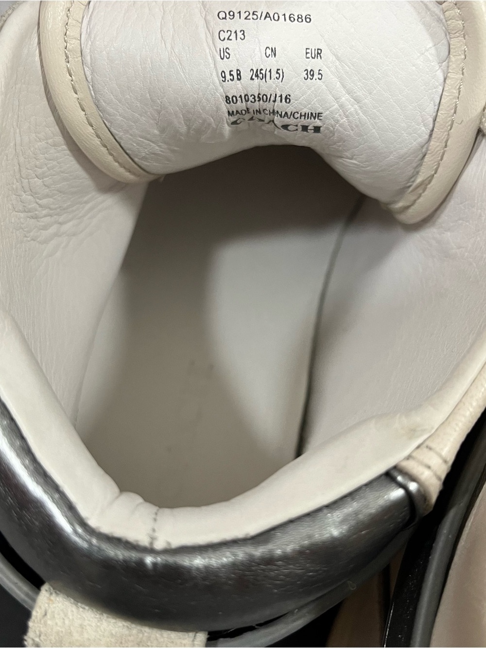 Coach Q9125 C213 Chalk White Leather Suede High Top Sneakers Shoes size 9.5 - Picture 6 of 11